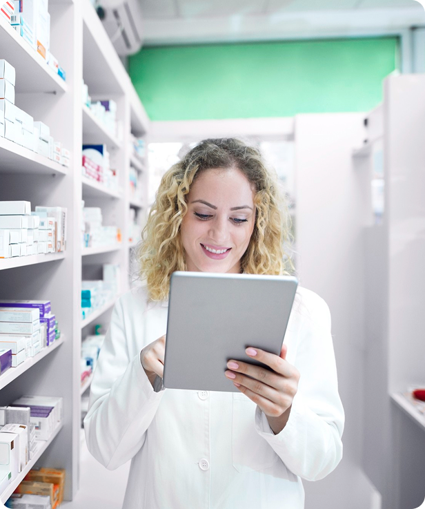 Pharmacist reviewing medications